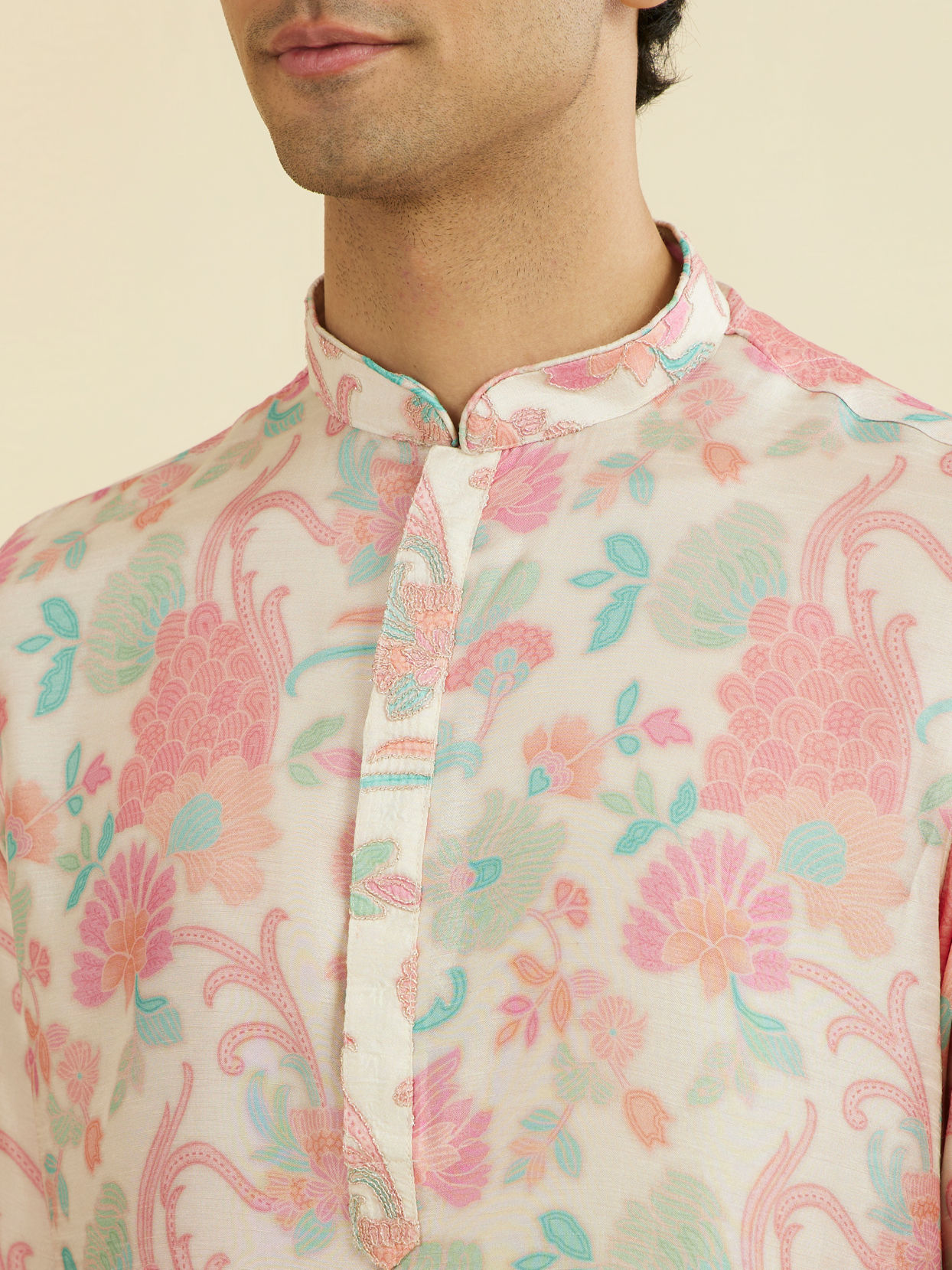 Manyavar Men Regal Cream Kurta Pajama