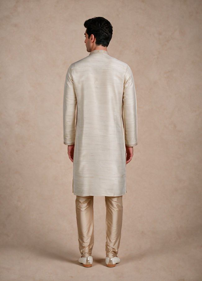 Manyavar Men Gold Tissue Kurta Pajama
