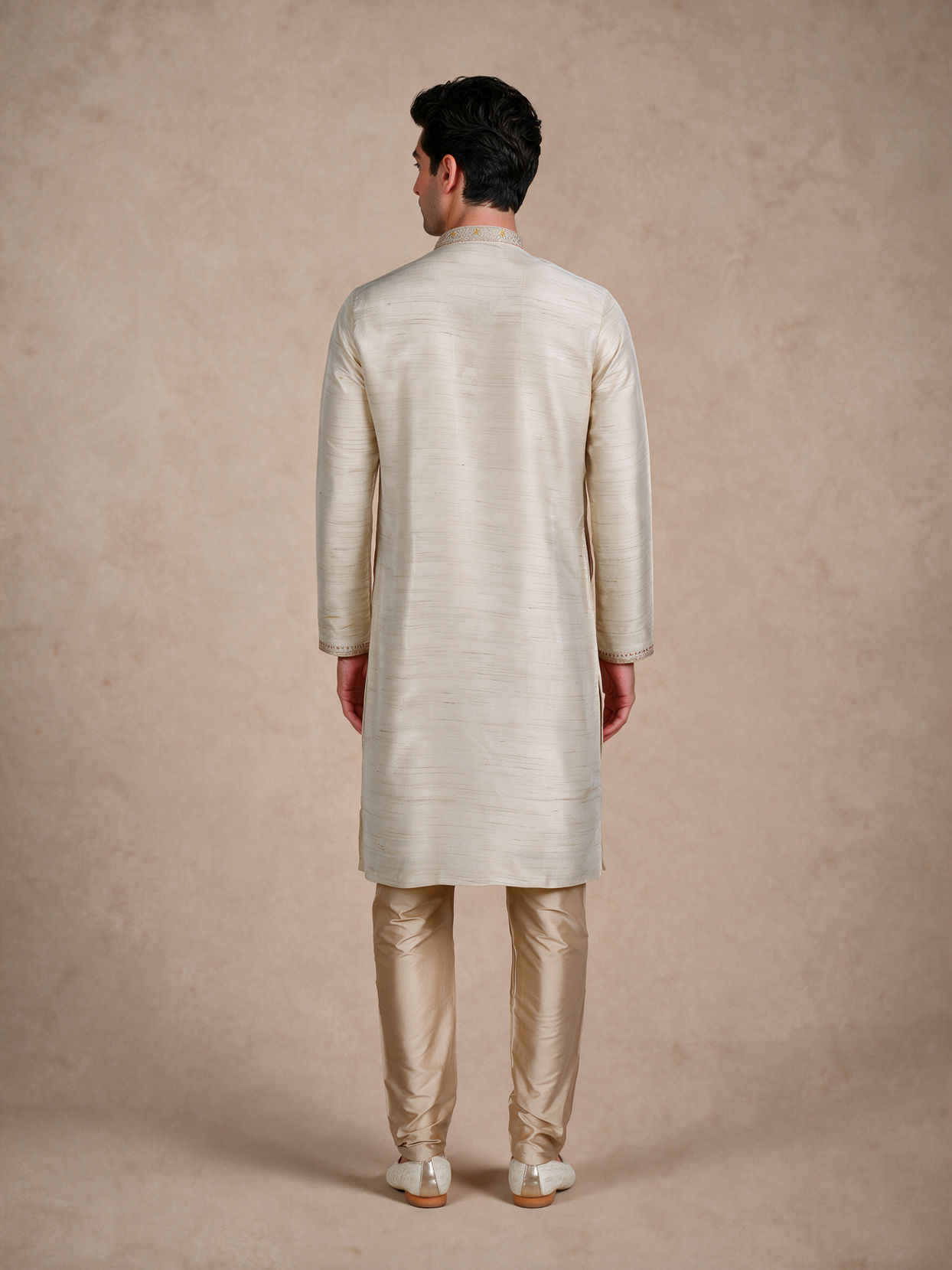 Manyavar Men Gold Tissue Kurta Pajama