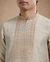 Manyavar Men Gold Tissue Kurta Pajama