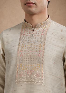 Manyavar Men Gold Tissue Kurta Pajama