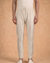 Manyavar Men Cream Silk Kurta Pajama with Self-Texture