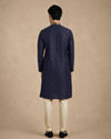 Manyavar Men Blue Self-Textured Blended Viscose Kurta Pajama Set