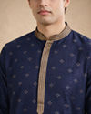 Manyavar Men Blue Self-Textured Blended Viscose Kurta Pajama Set