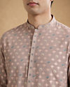 Manyavar Men Pink Blended Viscose Self-Textured Kurta Pajama Set