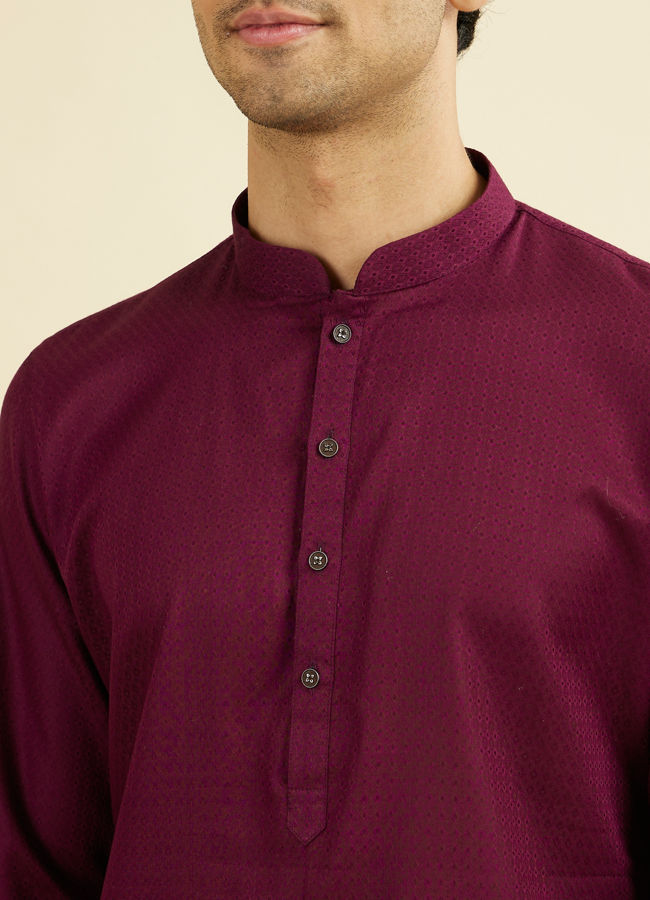 Manyavar Men Wine Cotton Kurta Pajama Set