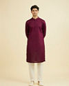 Manyavar Men Wine Cotton Kurta Pajama Set