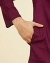 Manyavar Men Wine Cotton Kurta Pajama Set