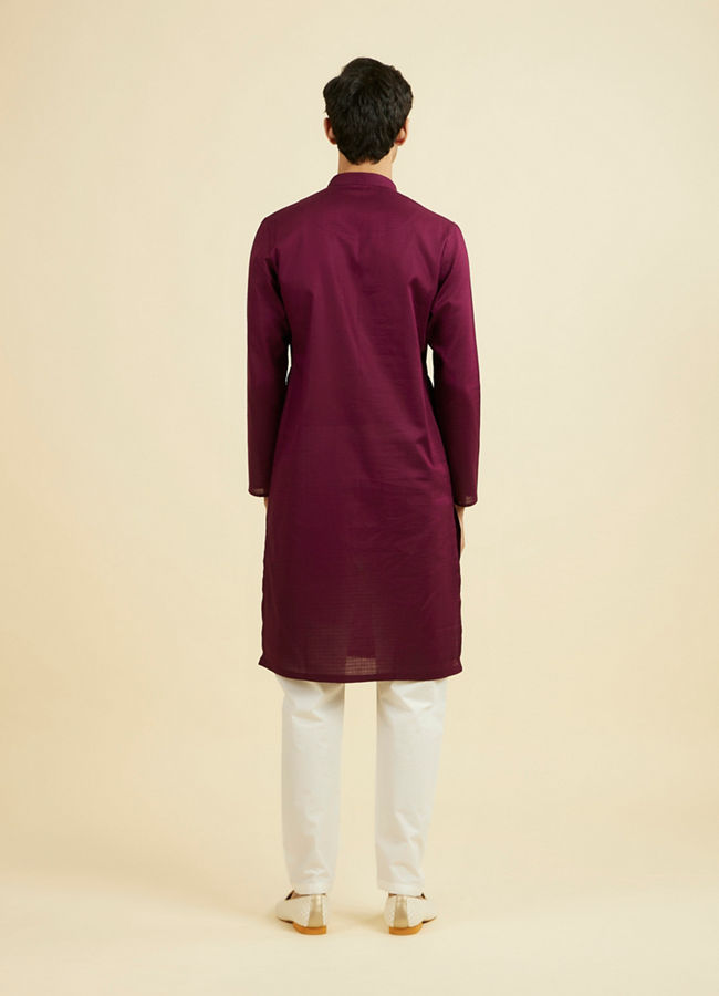 Manyavar Men Wine Cotton Kurta Pajama Set