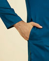Manyavar Men Teal Blue Cotton Kurta Pajama Set