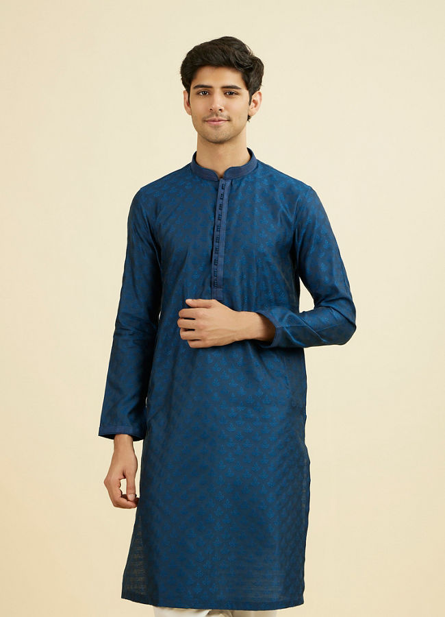 Manyavar Men Teal Blue Kurta Pajama