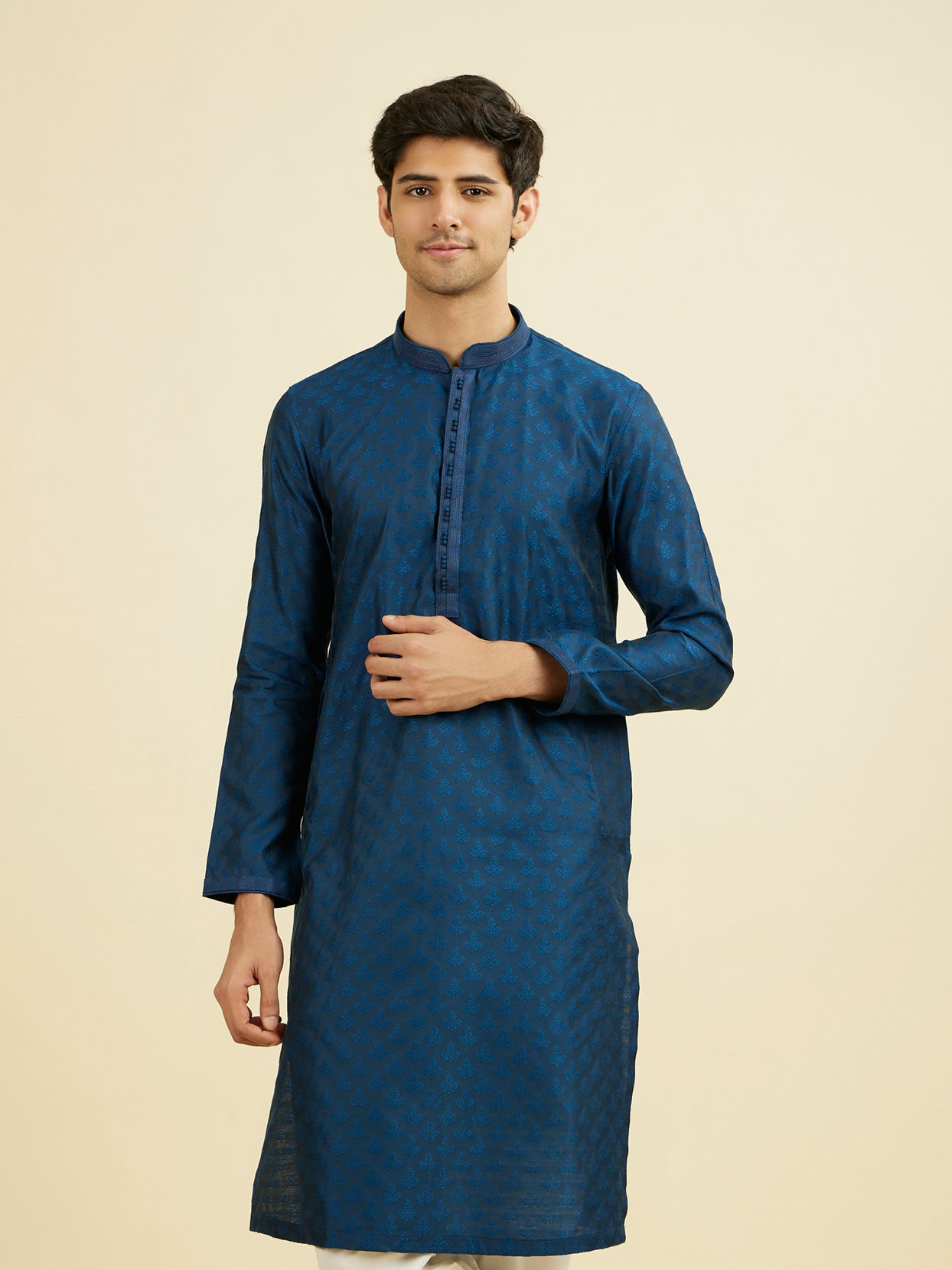 Manyavar Men Teal Blue Kurta Pajama