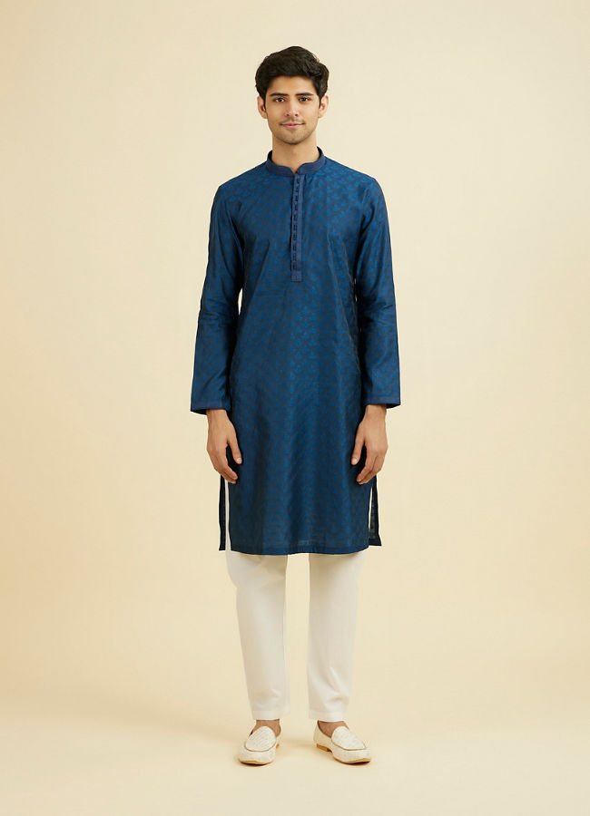 Manyavar Men Teal Blue Kurta Pajama