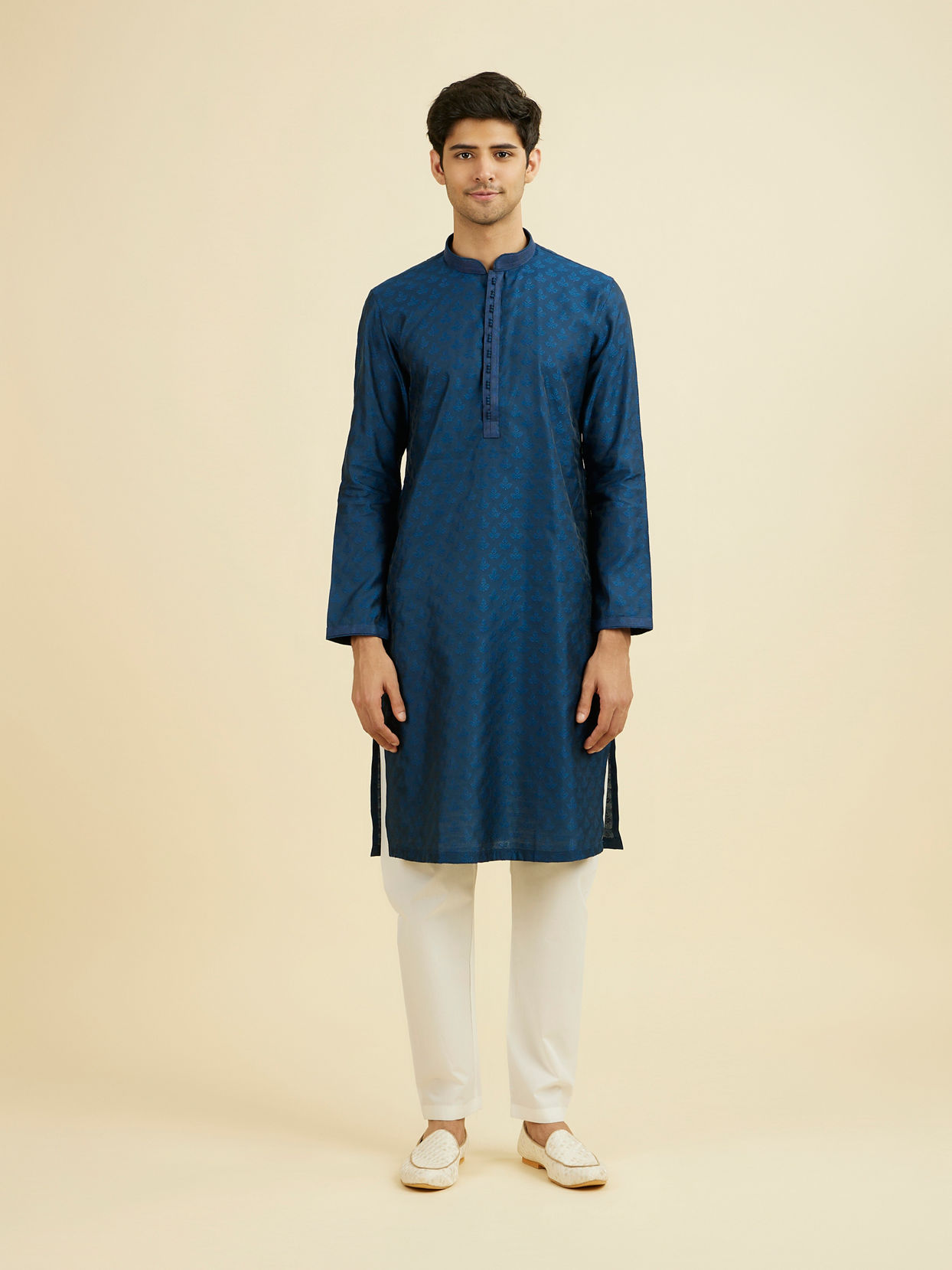 Manyavar Men Teal Blue Kurta Pajama
