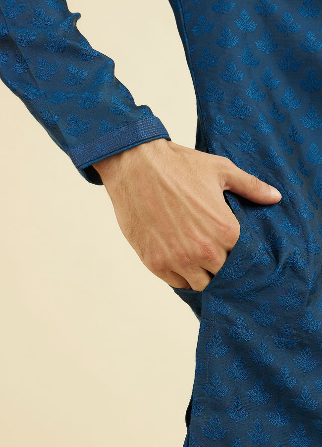 Manyavar Men Teal Blue Kurta Pajama