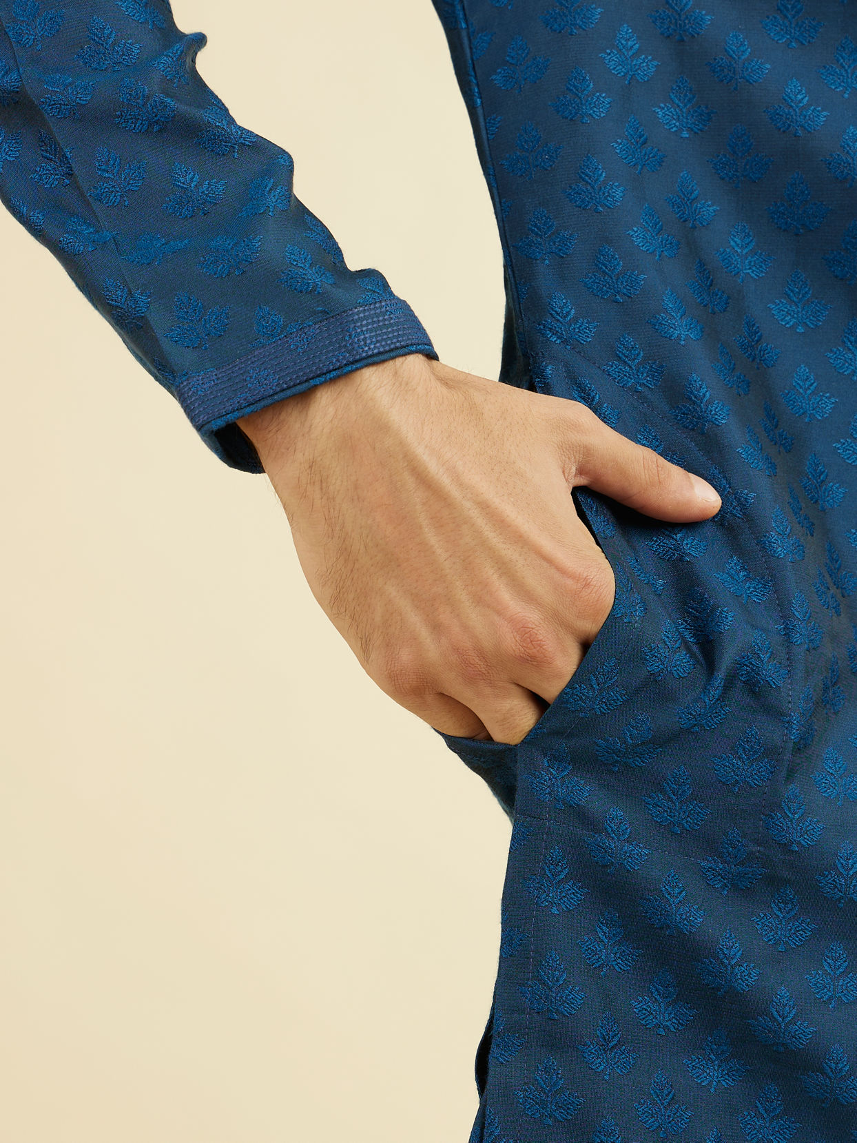 Manyavar Men Teal Blue Kurta Pajama
