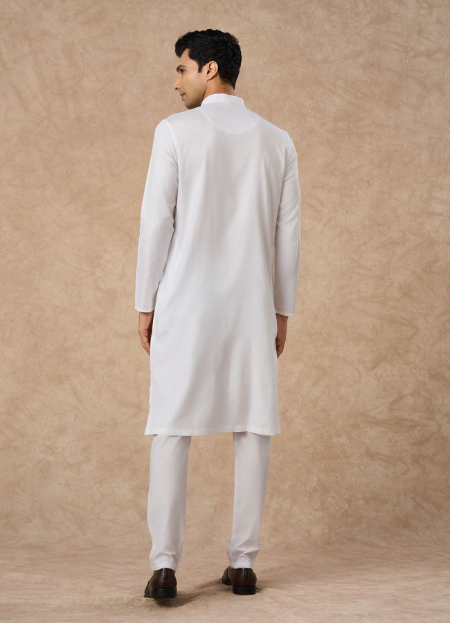 Manyavar Men White Cotton Kurta Pajama