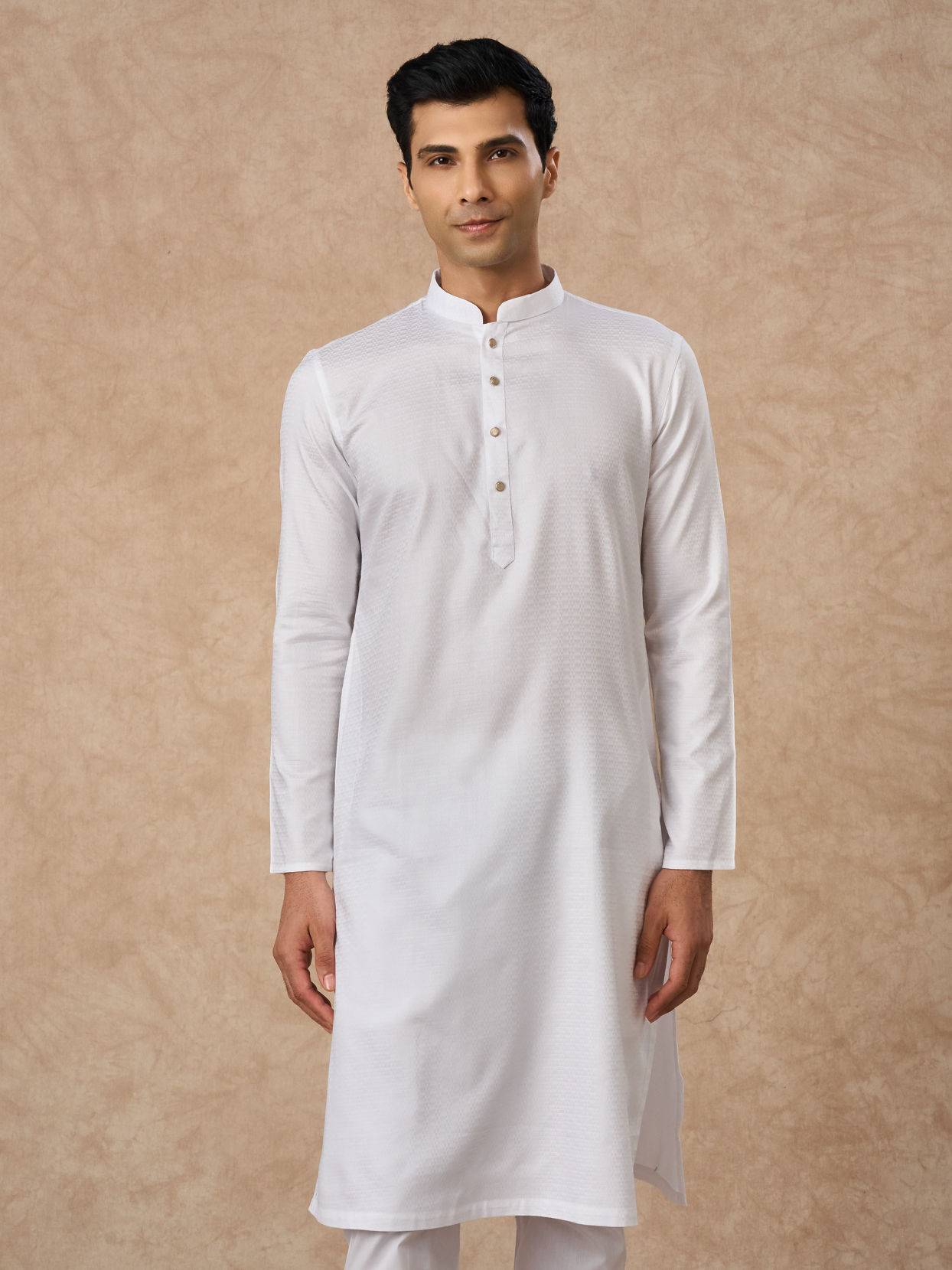 Manyavar Men White Cotton Kurta Pajama