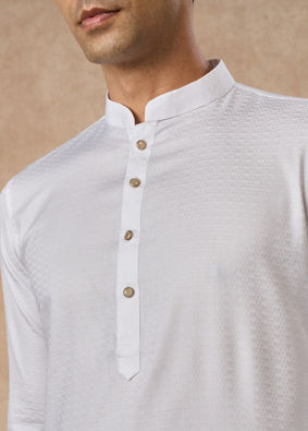 Manyavar Men White Cotton Kurta Pajama