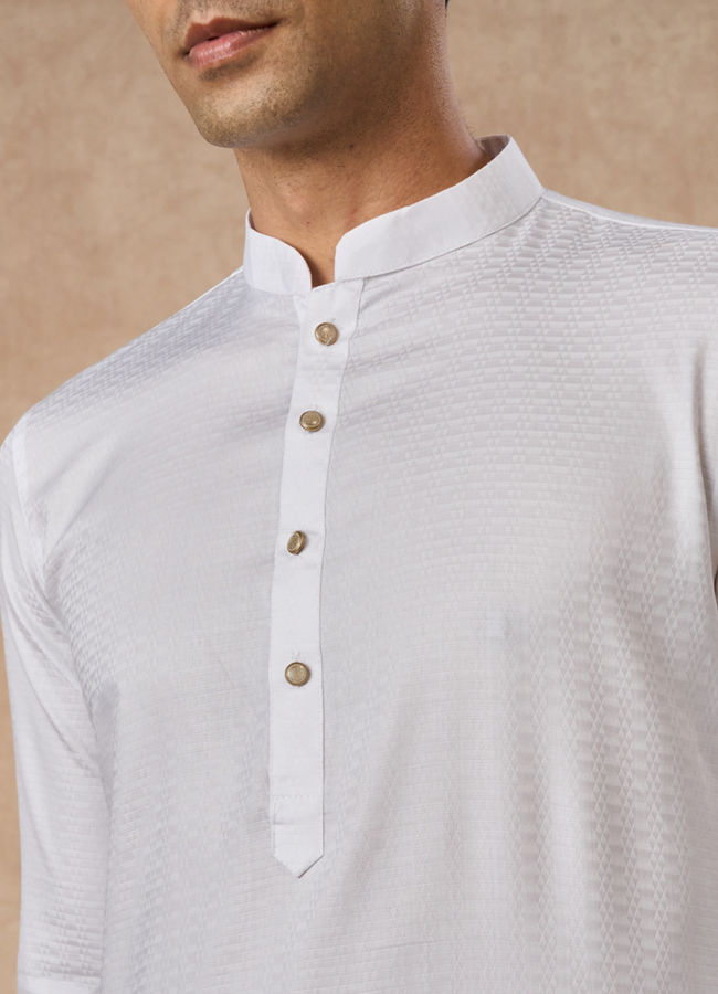 Manyavar Men White Cotton Kurta Pajama