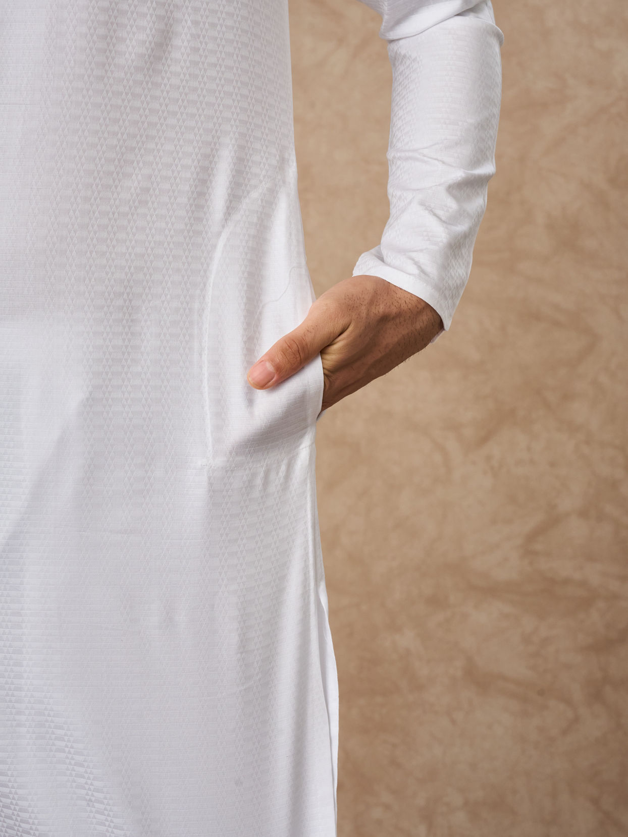 Manyavar Men White Cotton Kurta Pajama