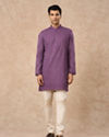 Manyavar Men Purple Georgette Kurta Pajama with Embroidery