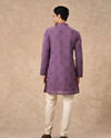 Manyavar Men Purple Georgette Kurta Pajama with Embroidery