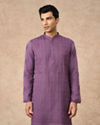 Manyavar Men Purple Georgette Kurta Pajama with Embroidery