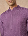 Manyavar Men Purple Georgette Kurta Pajama with Embroidery