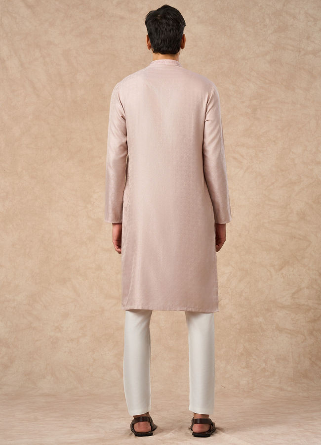 Manyavar Men Dusty Pink Blended Viscose Kurta Pajama
