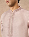 Manyavar Men Dusty Pink Blended Viscose Kurta Pajama