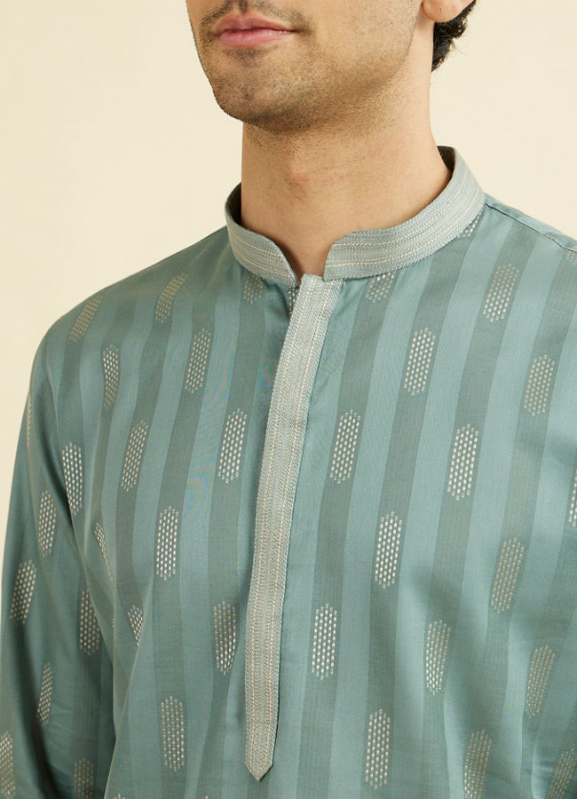 Manyavar Men Aqua Green Kurta Pajama Set