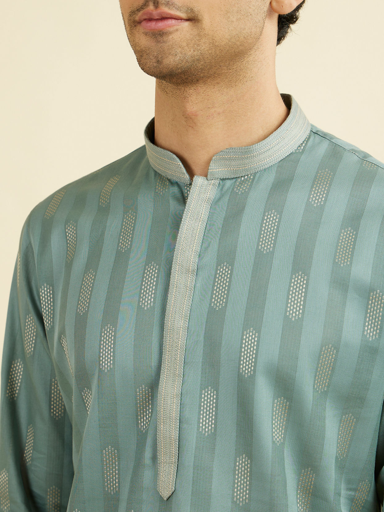Manyavar Men Aqua Green Kurta Pajama Set