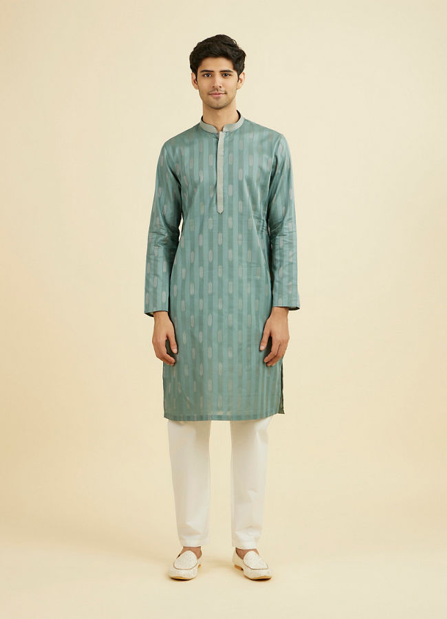 Manyavar Men Aqua Green Kurta Pajama Set