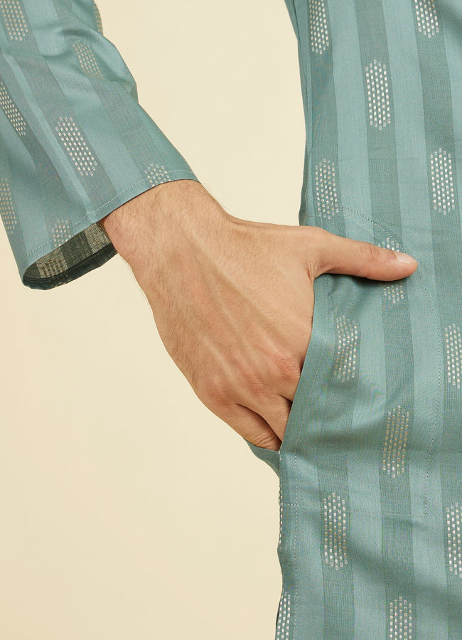 Manyavar Men Aqua Green Kurta Pajama Set