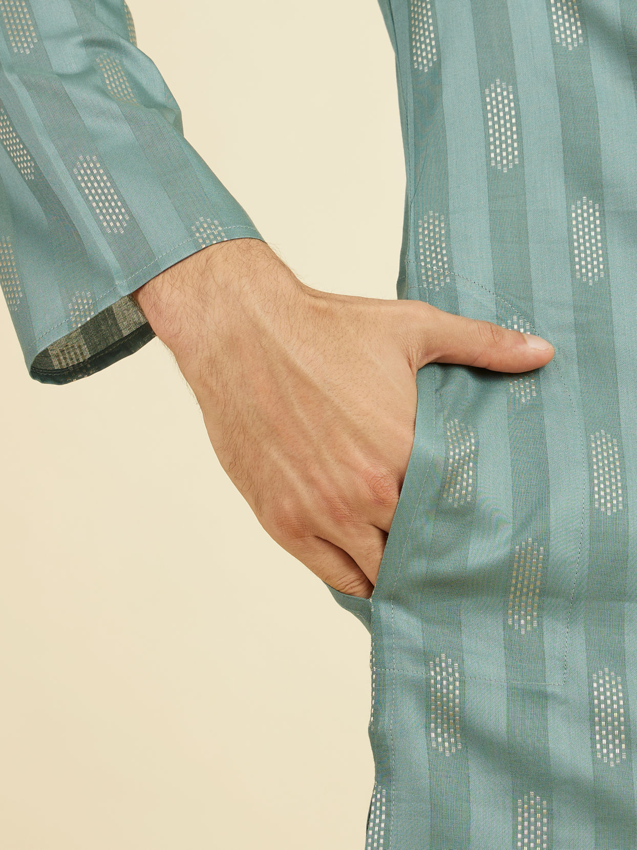 Manyavar Men Aqua Green Kurta Pajama Set