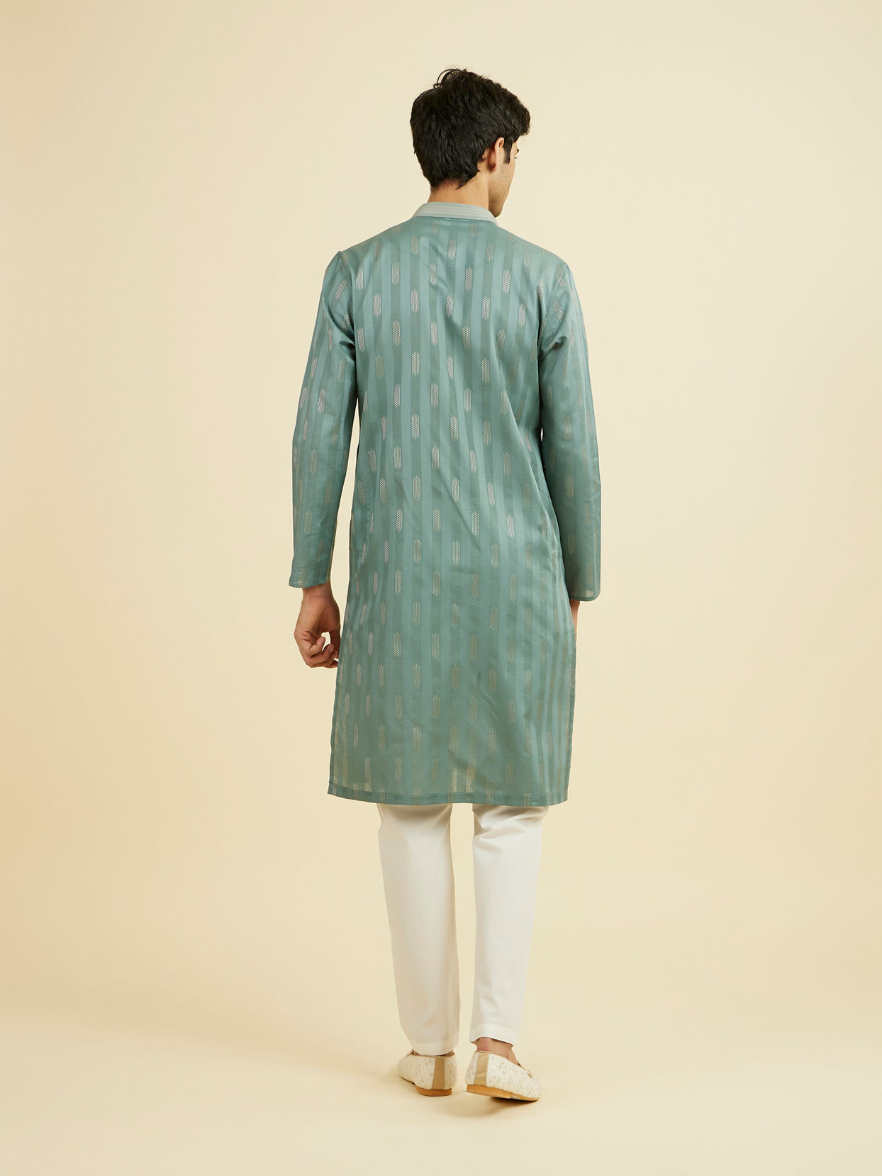 Manyavar Men Aqua Green Kurta Pajama Set