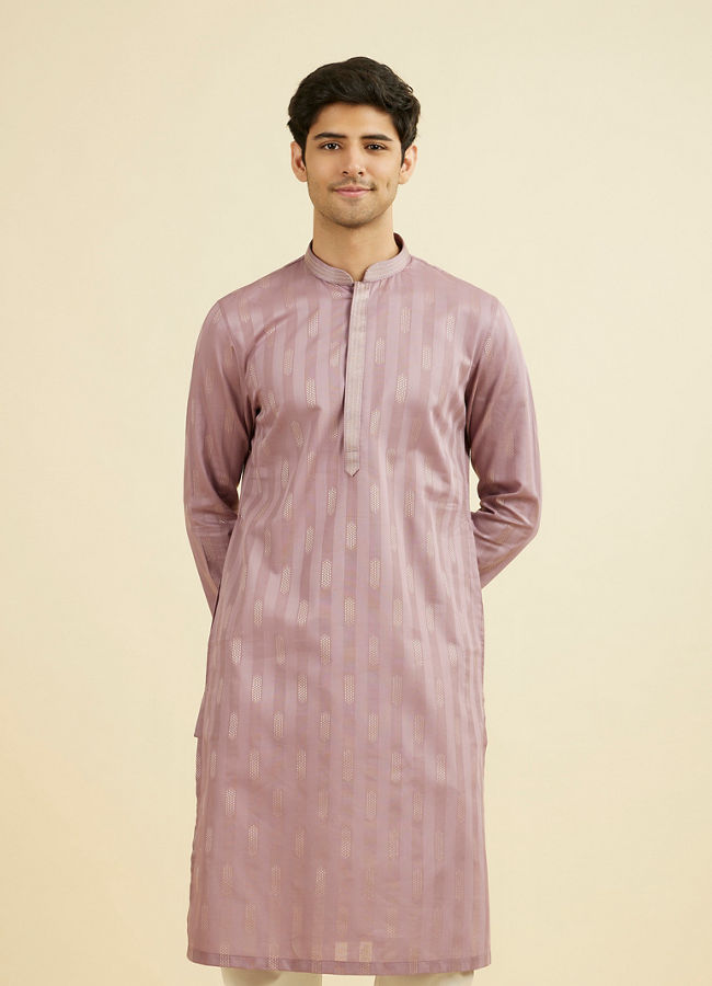 Manyavar Men Lilac Cotton Kurta Pajama