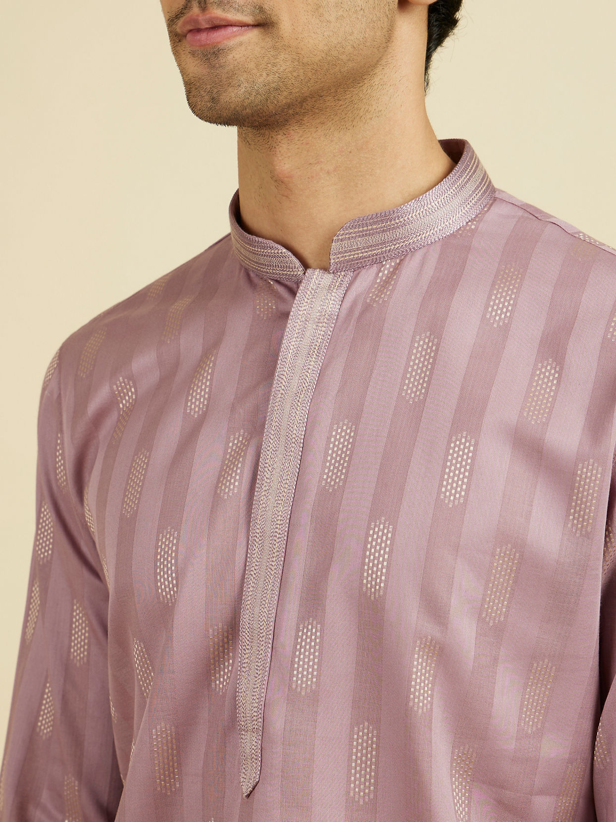 Manyavar Men Lilac Cotton Kurta Pajama