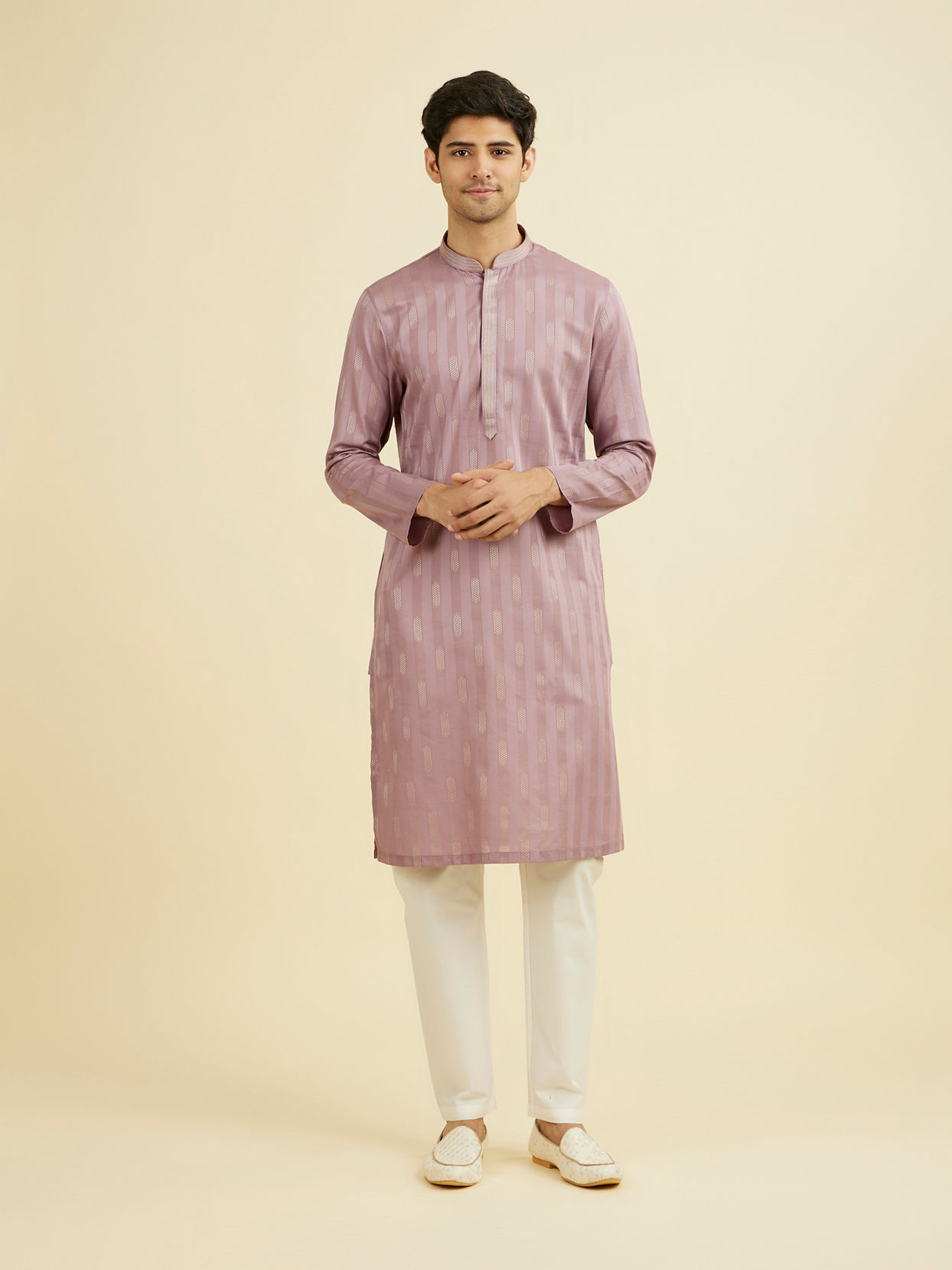 Manyavar Men Lilac Cotton Kurta Pajama