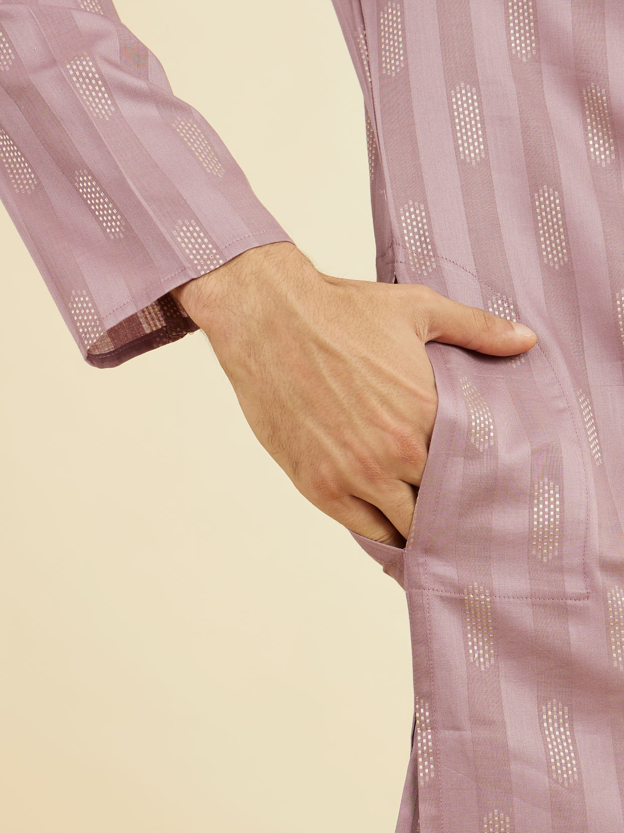 Manyavar Men Lilac Cotton Kurta Pajama