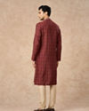 Manyavar Men Maroon Blended Viscose Kurta Pajama with Print