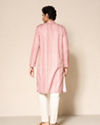 Manyavar Men Orange Striped Print Kurta Pajama Set