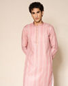 Manyavar Men Orange Striped Print Kurta Pajama Set
