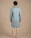 Manyavar Men Aqua Green Blended Cotton Kurta Pajama with Embroidery
