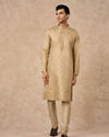 Manyavar Men Beige Art Silk Kurta Pajama