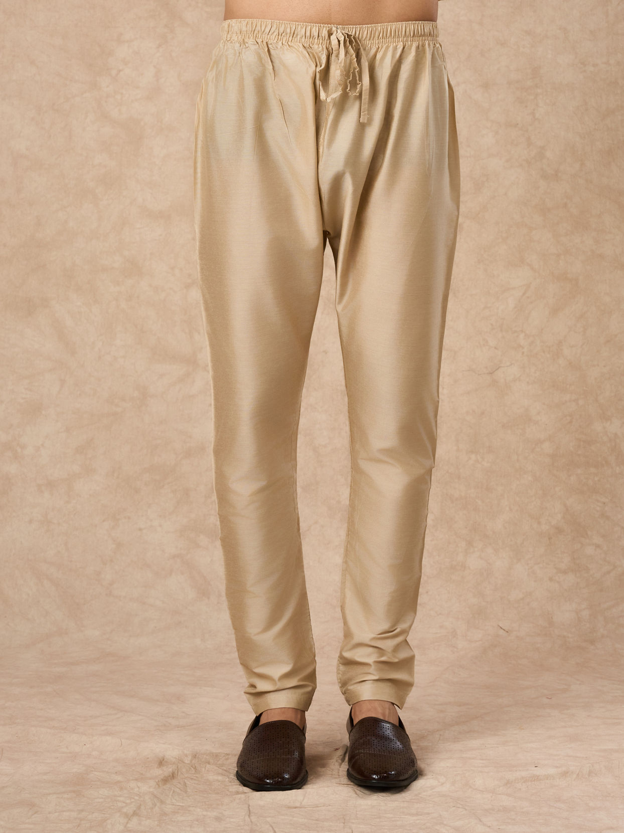 Manyavar Men Beige Art Silk Kurta Pajama