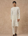 Manyavar Men Cream Blended Viscose Kurta Pajama