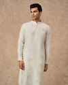 Manyavar Men Cream Blended Viscose Kurta Pajama