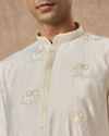 Manyavar Men Cream Blended Viscose Kurta Pajama